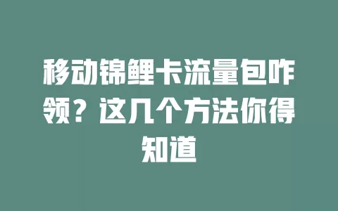 移动锦鲤卡流量包咋领？这几个方法你得知道