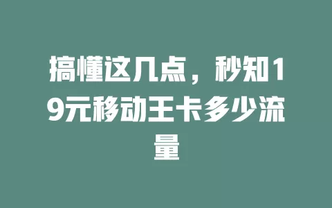 搞懂这几点，秒知19元移动王卡多少流量