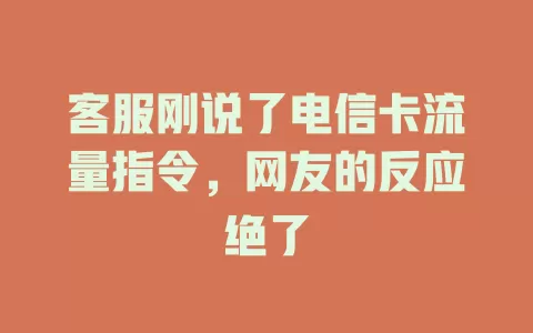 客服刚说了电信卡流量指令，网友的反应绝了
