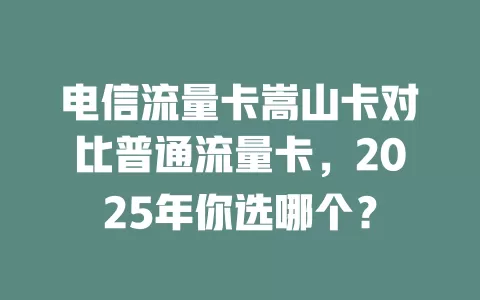 电信流量卡嵩山卡对比普通流量卡，2025年你选哪个？