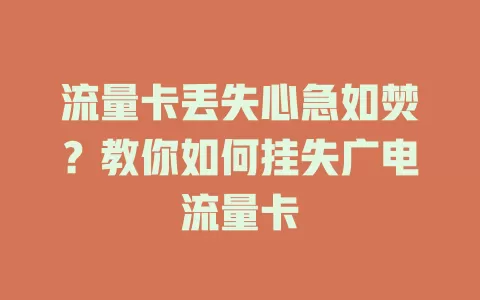 流量卡丢失心急如焚？教你如何挂失广电流量卡