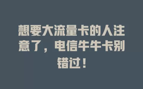 想要大流量卡的人注意了，电信牛牛卡别错过！