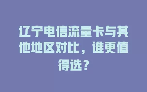 辽宁电信流量卡与其他地区对比，谁更值得选？