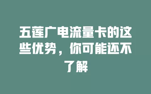 五莲广电流量卡的这些优势，你可能还不了解