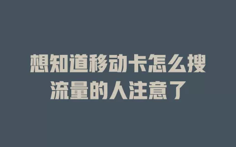 想知道移动卡怎么搜流量的人注意了