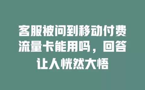 客服被问到移动付费流量卡能用吗，回答让人恍然大悟