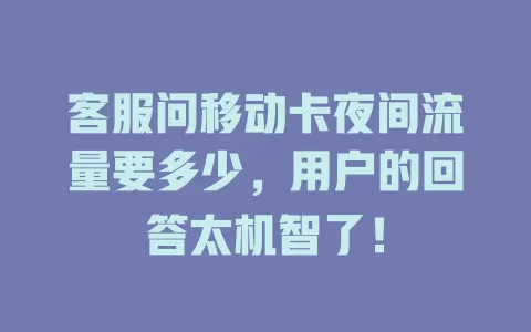 客服问移动卡夜间流量要多少，用户的回答太机智了！