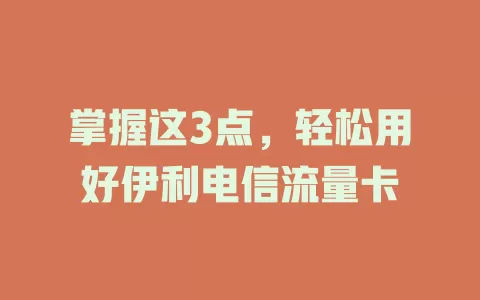 掌握这3点，轻松用好伊利电信流量卡