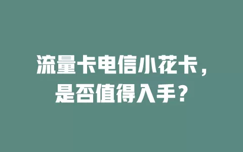 流量卡电信小花卡，是否值得入手？
