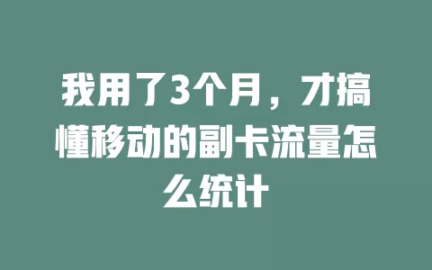 我用了3个月，才搞懂移动的副卡流量怎么统计