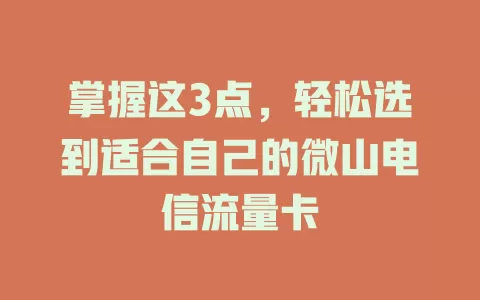 掌握这3点，轻松选到适合自己的微山电信流量卡