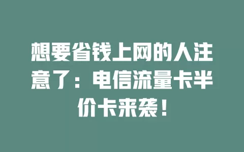 想要省钱上网的人注意了：电信流量卡半价卡来袭！