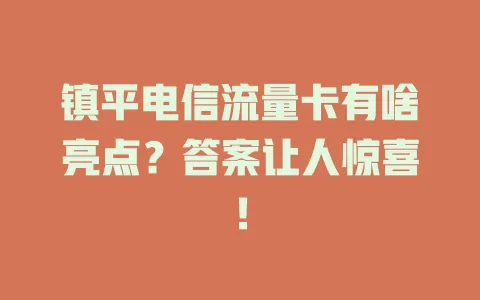 镇平电信流量卡有啥亮点？答案让人惊喜！