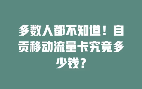 多数人都不知道！自贡移动流量卡究竟多少钱？