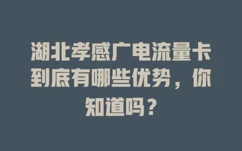 湖北孝感广电流量卡到底有哪些优势，你知道吗？