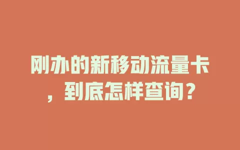 刚办的新移动流量卡，到底怎样查询？