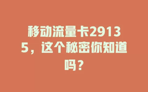 移动流量卡29135，这个秘密你知道吗？