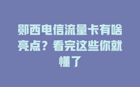 郧西电信流量卡有啥亮点？看完这些你就懂了