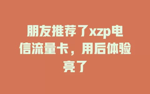 朋友推荐了xzp电信流量卡，用后体验亮了