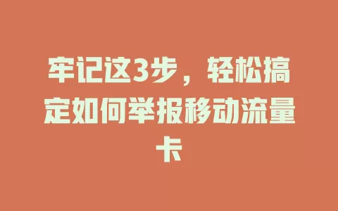 牢记这3步，轻松搞定如何举报移动流量卡