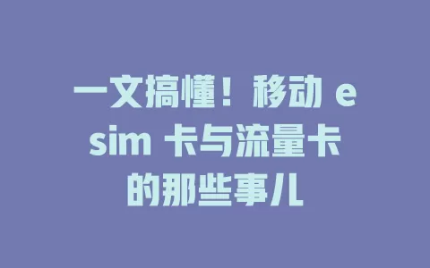 一文搞懂！移动 esim 卡与流量卡的那些事儿