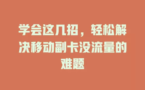 学会这几招，轻松解决移动副卡没流量的难题