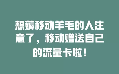 想薅移动羊毛的人注意了，移动赠送自己的流量卡啦！
