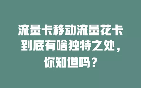 流量卡移动流量花卡到底有啥独特之处，你知道吗？