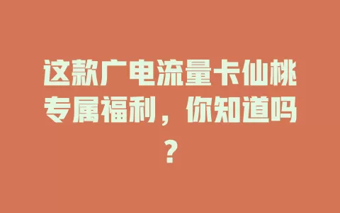 这款广电流量卡仙桃专属福利，你知道吗？