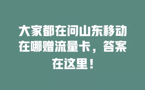 大家都在问山东移动在哪赠流量卡，答案在这里！