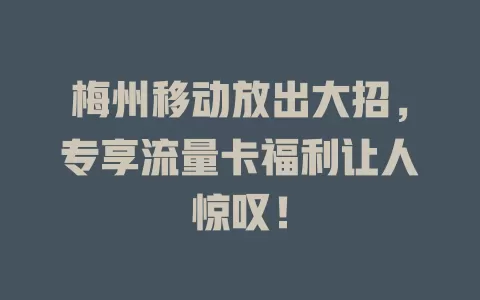 梅州移动放出大招，专享流量卡福利让人惊叹！