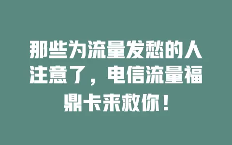 那些为流量发愁的人注意了，电信流量福鼎卡来救你！