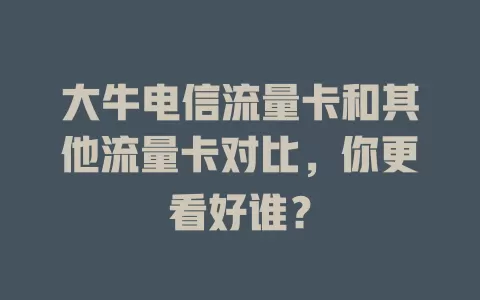 大牛电信流量卡和其他流量卡对比，你更看好谁？