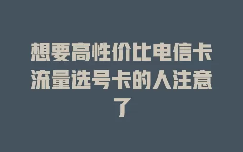 想要高性价比电信卡流量选号卡的人注意了