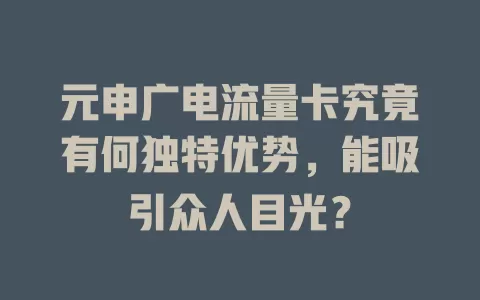 元申广电流量卡究竟有何独特优势，能吸引众人目光？