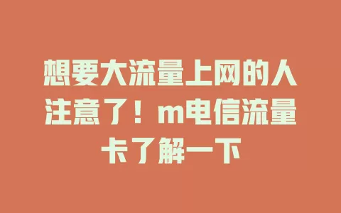 想要大流量上网的人注意了！m电信流量卡了解一下
