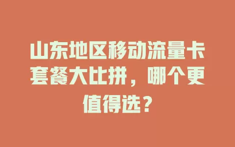 山东地区移动流量卡套餐大比拼，哪个更值得选？