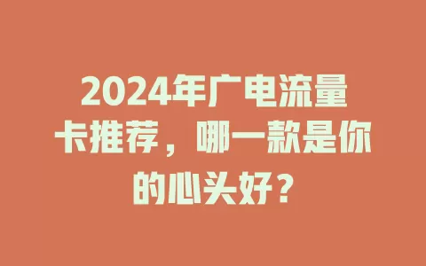 2024年广电流量卡推荐，哪一款是你的心头好？