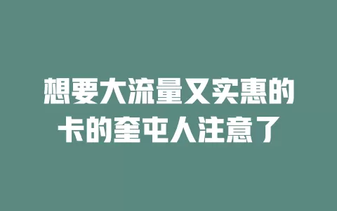 想要大流量又实惠的卡的奎屯人注意了