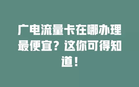 广电流量卡在哪办理最便宜？这你可得知道！