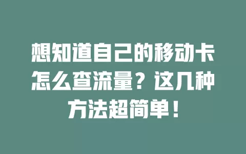 想知道自己的移动卡怎么查流量？这几种方法超简单！