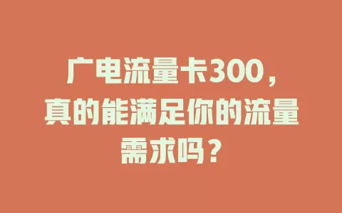 广电流量卡300，真的能满足你的流量需求吗？