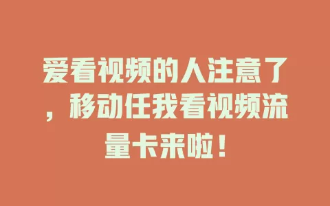 爱看视频的人注意了，移动任我看视频流量卡来啦！