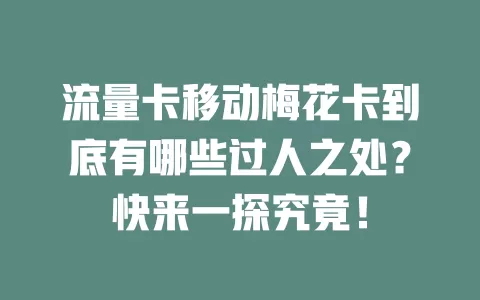 流量卡移动梅花卡到底有哪些过人之处？快来一探究竟！