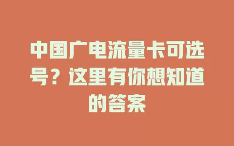 中国广电流量卡可选号？这里有你想知道的答案