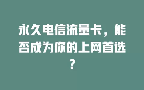 永久电信流量卡，能否成为你的上网首选？