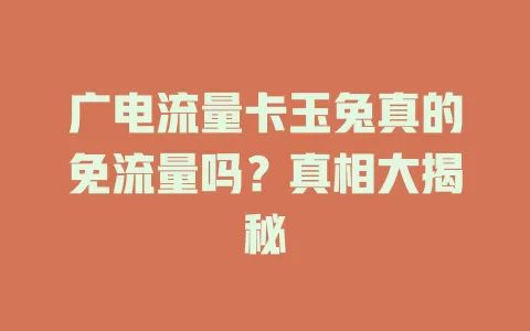 广电流量卡玉兔真的免流量吗？真相大揭秘