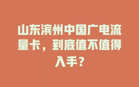 山东滨州中国广电流量卡，到底值不值得入手？