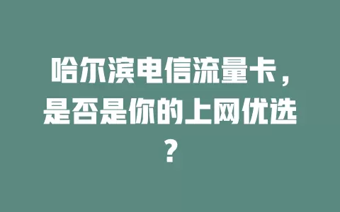 哈尔滨电信流量卡，是否是你的上网优选？