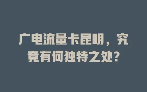 广电流量卡昆明，究竟有何独特之处？